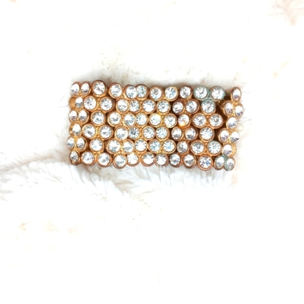 💞SALE!💞 Vintage Heavy RHINESTONE STRETCH Bracelet - Estate Jewelry - Picture 7 of 7